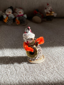 Spun Cotton and Pinecone Snowman Playing Guitar