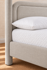 Callum King-Size Upholstered Canopy Bed Frame Mushroom Mist
