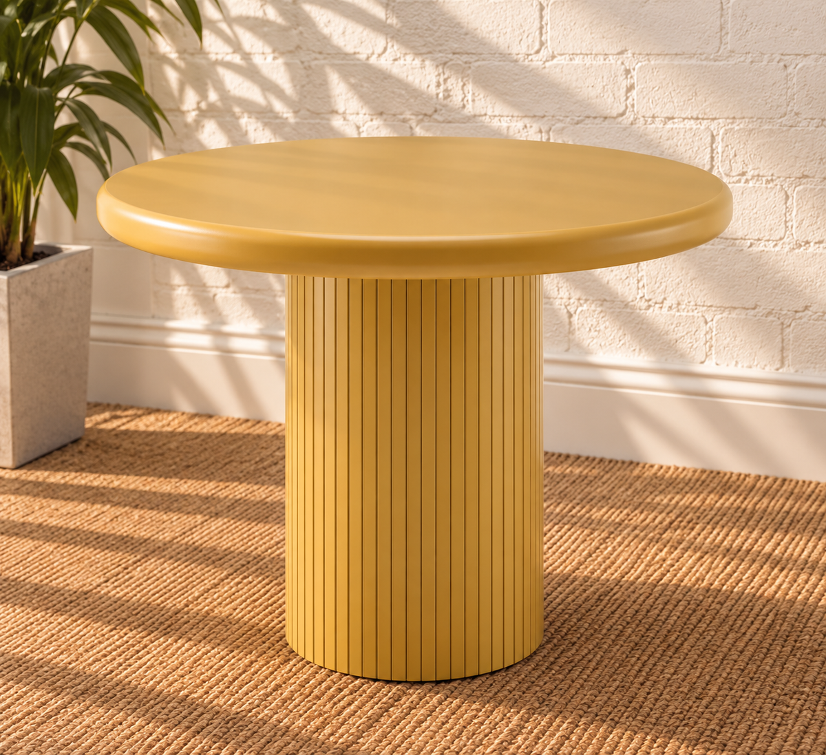 Camille Fluted Dining Table in Golden Ochre