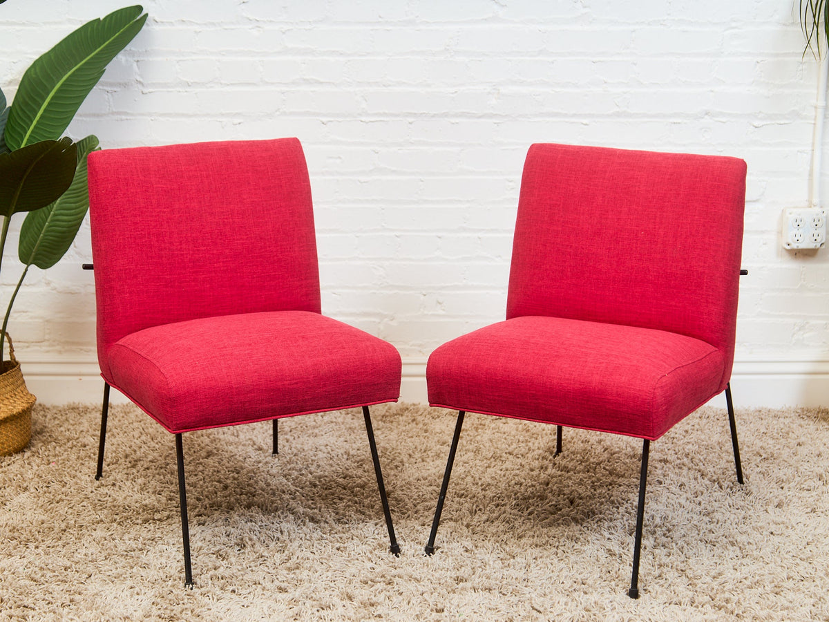Milo Baughman for Pacific Iron in Viper Red Lounge Chair