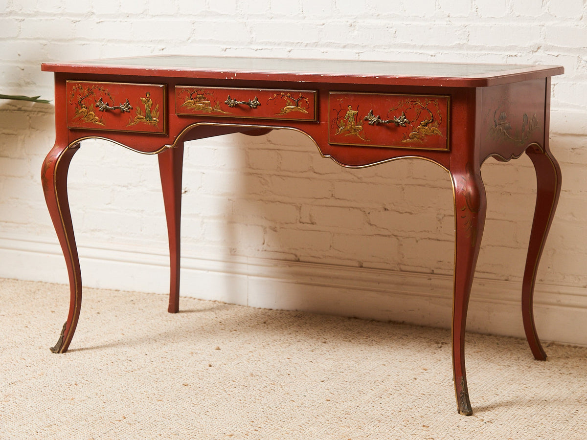 Louis XV Style Chinoiserie Writing Desk by Baker with Matching Chair