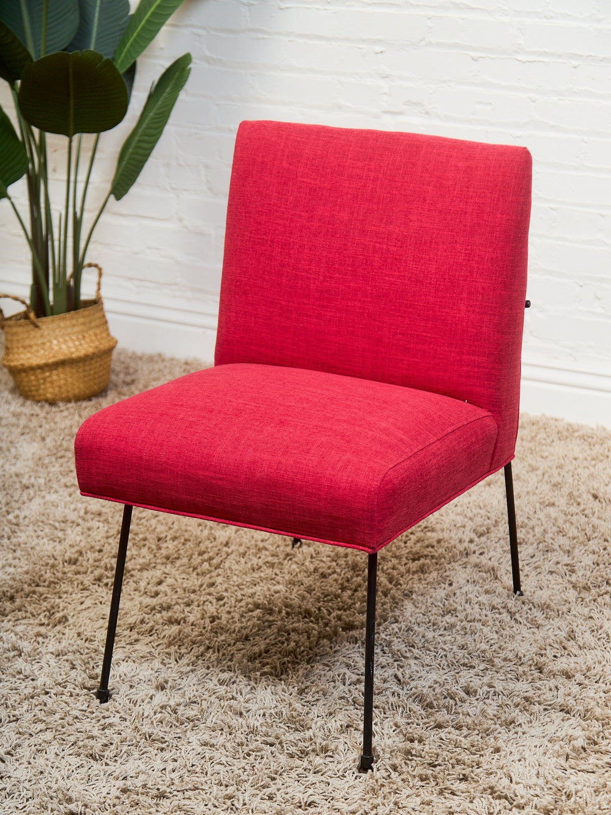 Milo Baughman for Pacific Iron in Viper Red Lounge Chair