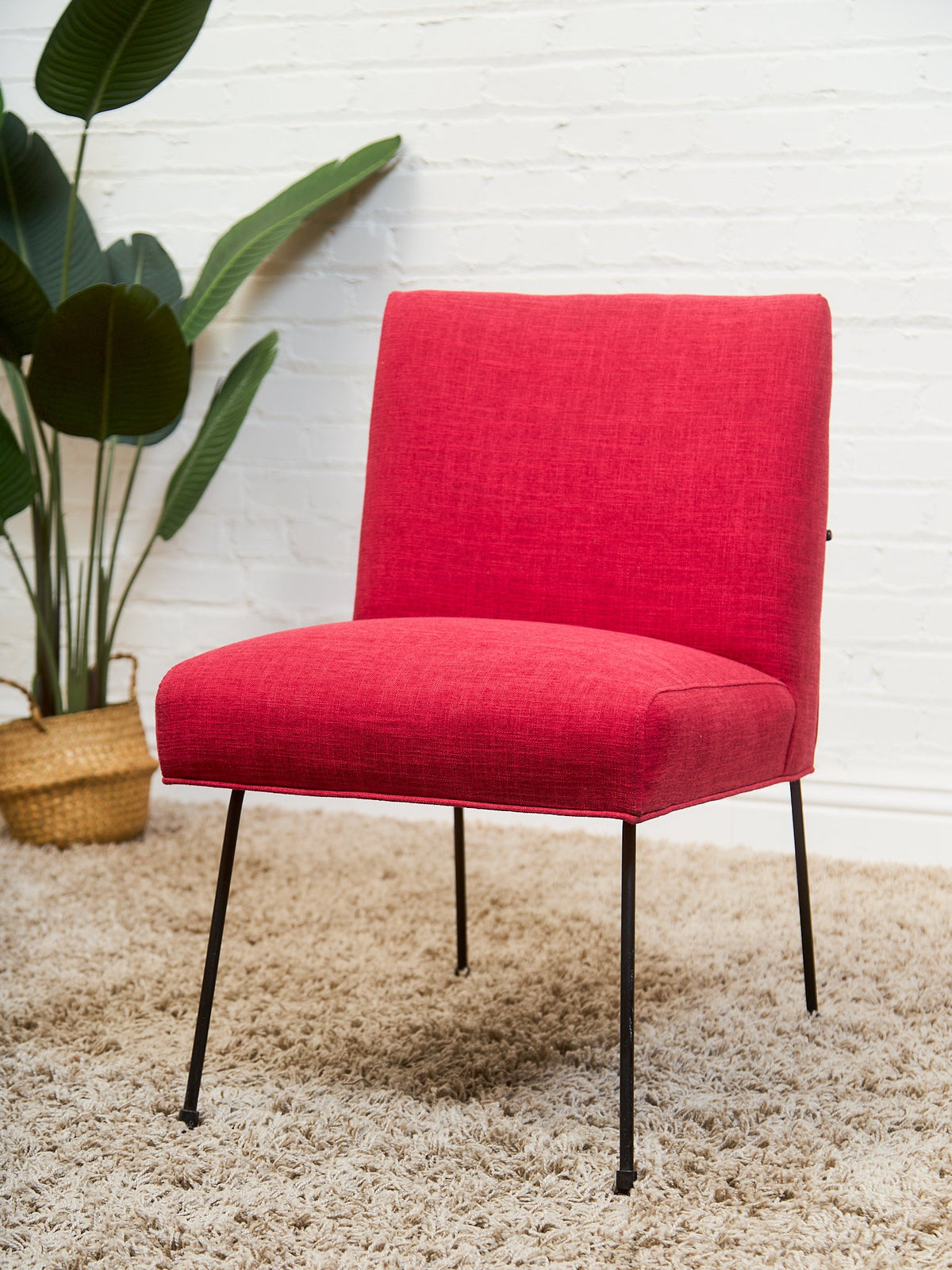 Milo Baughman for Pacific Iron in Viper Red Lounge Chair