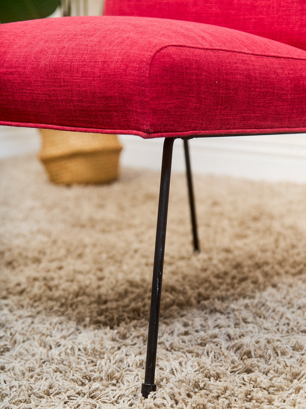 Milo Baughman for Pacific Iron in Viper Red Lounge Chair