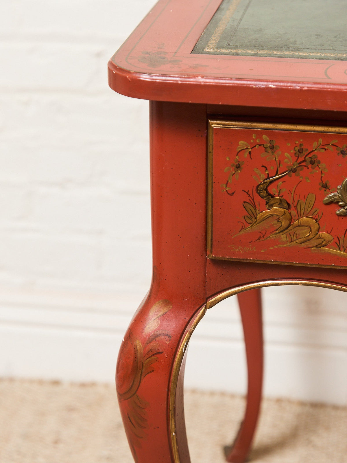 Louis XV Style Chinoiserie Writing Desk by Baker with Matching Chair