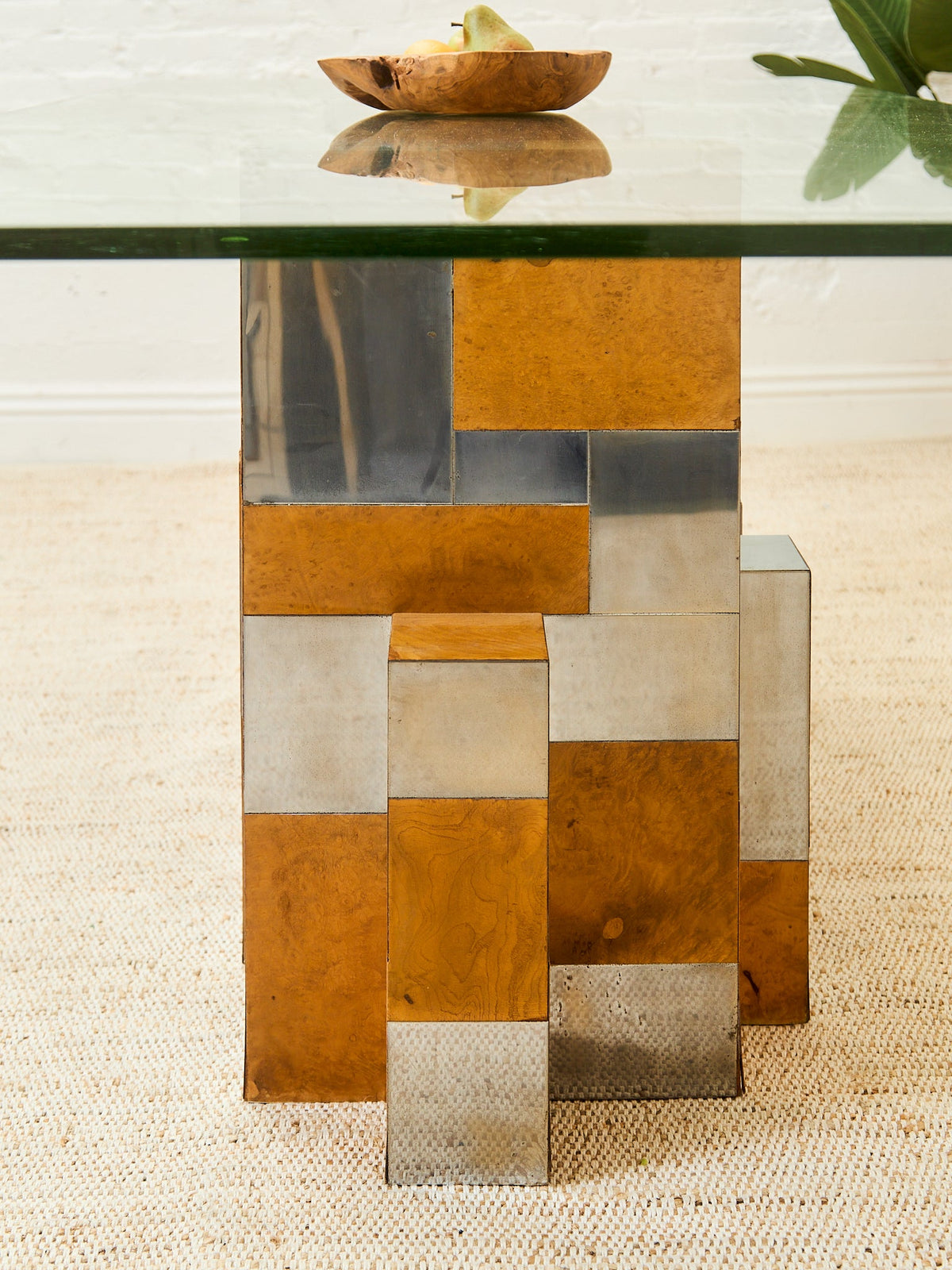 Rare Paul Evans Mid Century Cityscape Burlwood and Chrome Dining Table
