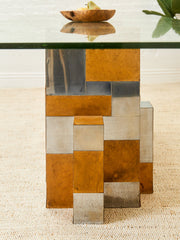 Rare Paul Evans Mid Century Cityscape Burlwood and Chrome Dining Table