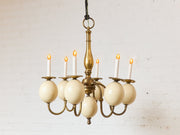 Queen Anne Vintage Brass and Faux Ostrich Egg Chandelier