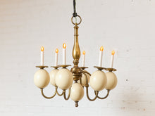 Queen Anne Vintage Brass and Faux Ostrich Egg Chandelier