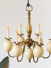 Queen Anne Vintage Brass and Faux Ostrich Egg Chandelier