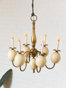 Queen Anne Vintage Brass and Faux Ostrich Egg Chandelier