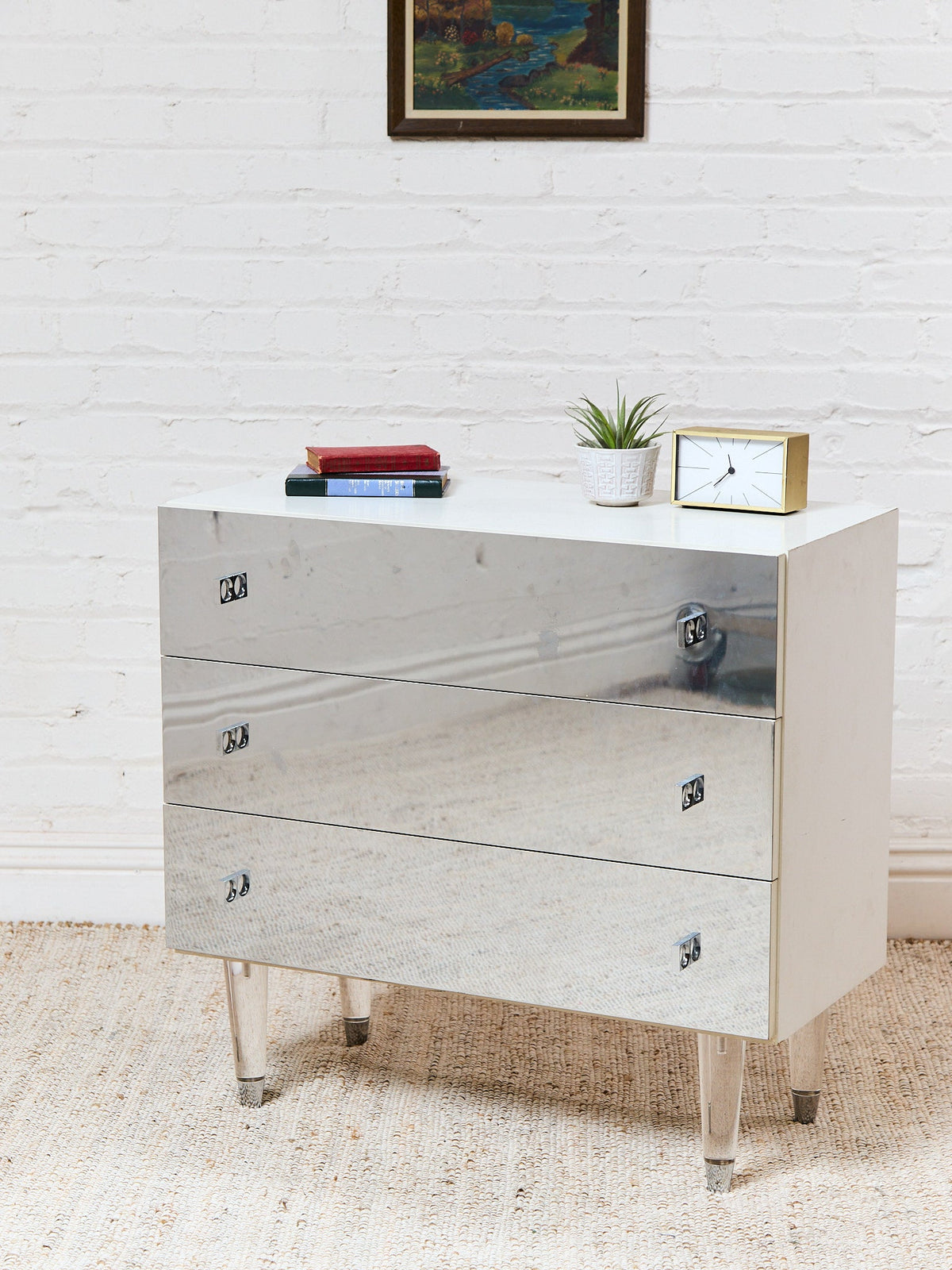 1970s Vintage Atomic Glass Dresser, 32-Inch
