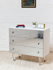 1970s Vintage Atomic Glass Dresser, 32-Inch
