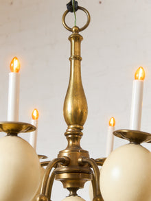 Queen Anne Vintage Brass and Faux Ostrich Egg Chandelier
