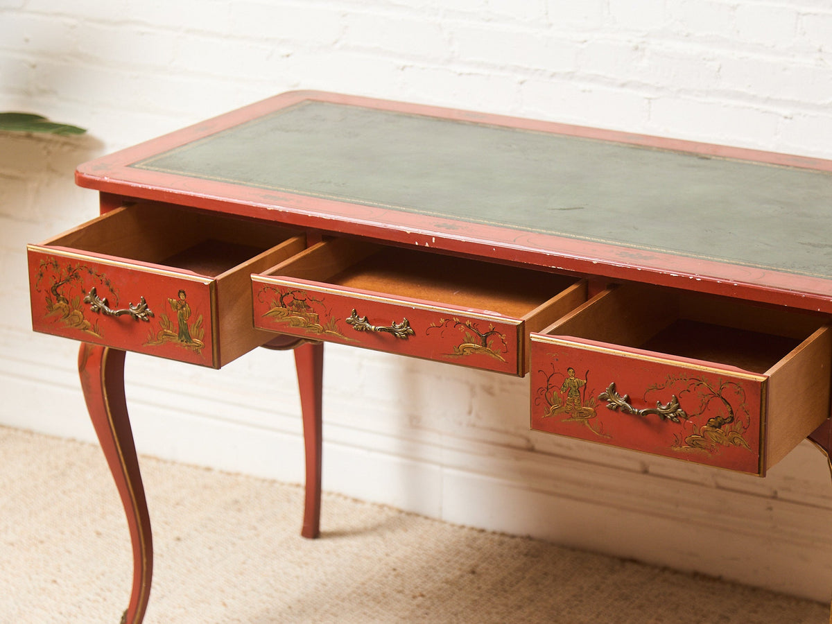 Louis XV Style Chinoiserie Writing Desk by Baker with Matching Chair