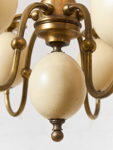 Queen Anne Vintage Brass and Faux Ostrich Egg Chandelier