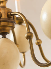Queen Anne Vintage Brass and Faux Ostrich Egg Chandelier