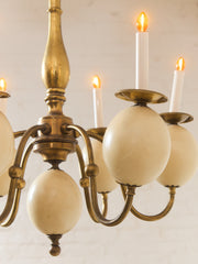 Queen Anne Vintage Brass and Faux Ostrich Egg Chandelier
