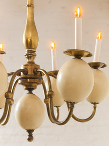 Queen Anne Vintage Brass and Faux Ostrich Egg Chandelier