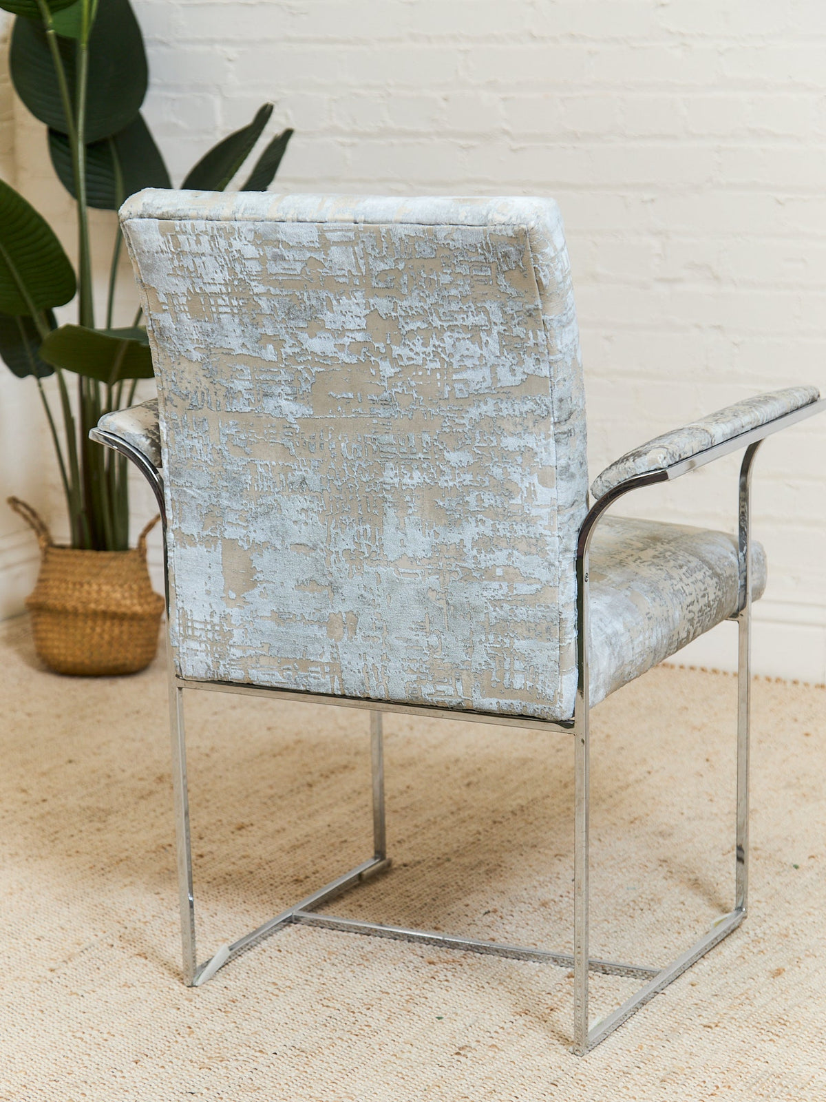 Milo Baughman Dining Chairs in Knoll Fabric set of 8