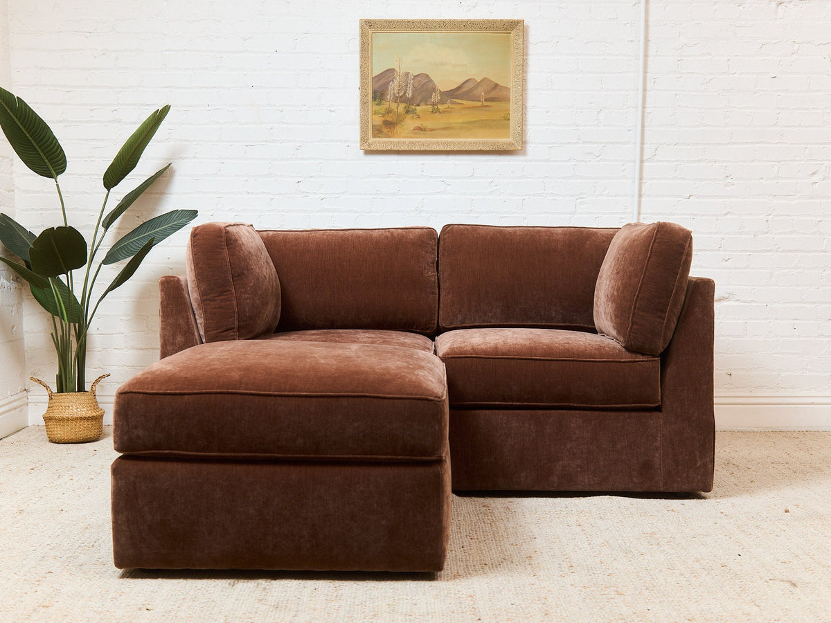 Diana Modular Loveseat and Ottoman in Amici Tobacco