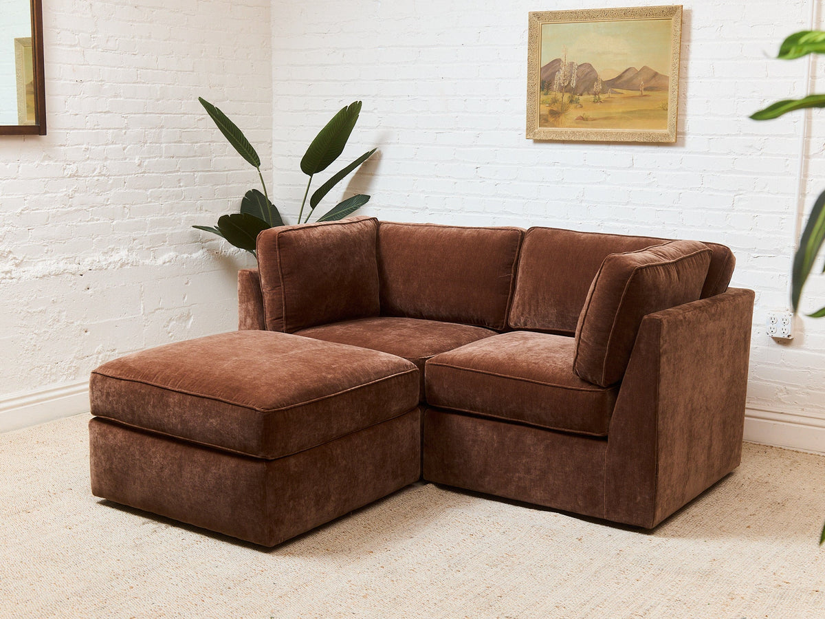 Diana Modular Loveseat and Ottoman in Amici Tobacco