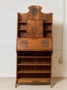 Rare Antique Arts and Crafts Style Oak Secretary Bookcase