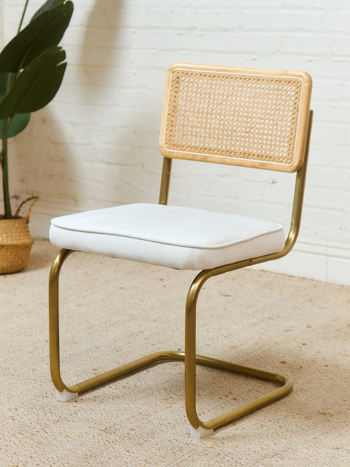 Brass and Rattan Dining Chair