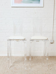 1970s Pair MCM Lucite Bar Chairs / Stools by Hill Manufacturing Co.