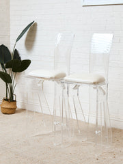 1970s Pair MCM Lucite Bar Chairs / Stools by Hill Manufacturing Co.