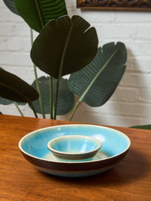 Vintage Robins Egg Blue Chips and Dip Bowl
