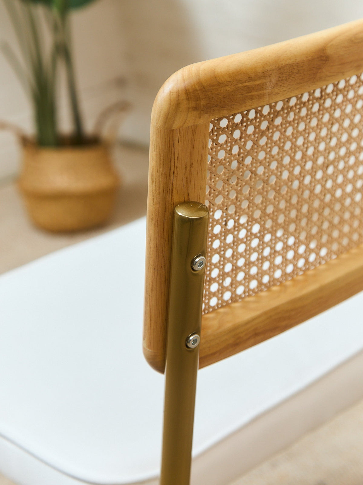 Brass and Rattan Dining Chair