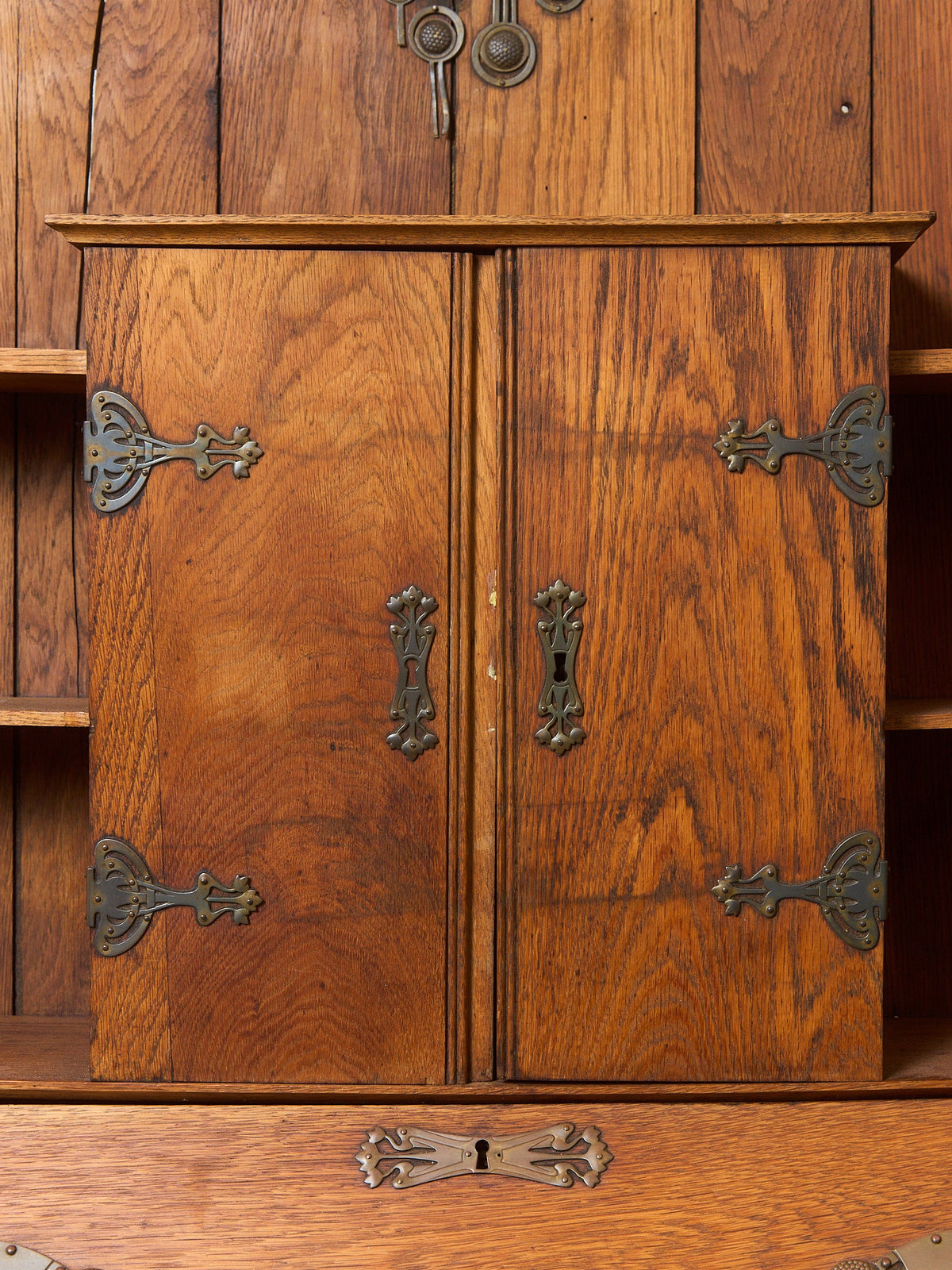 Rare Antique Arts and Crafts Style Oak Secretary Bookcase