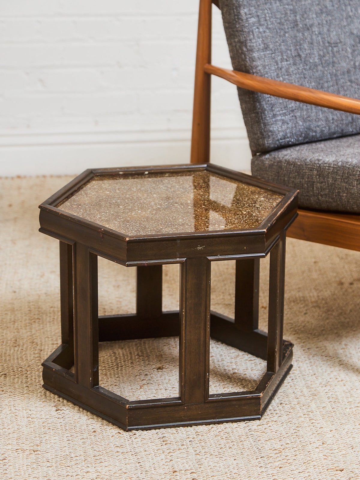 Hexagon Side Table Brown Saltman