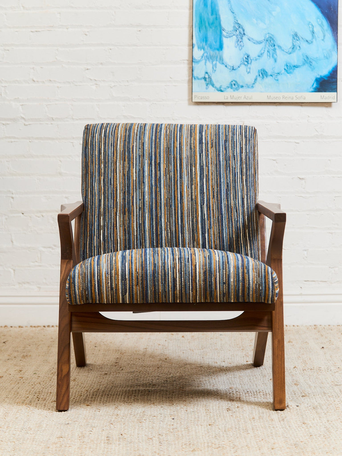 Zayden Lounge Chair in Striped Upholstery