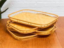 Vintage Bamboo and Wood Lap Tray 1980s Serving Tray Elegant Woven Design