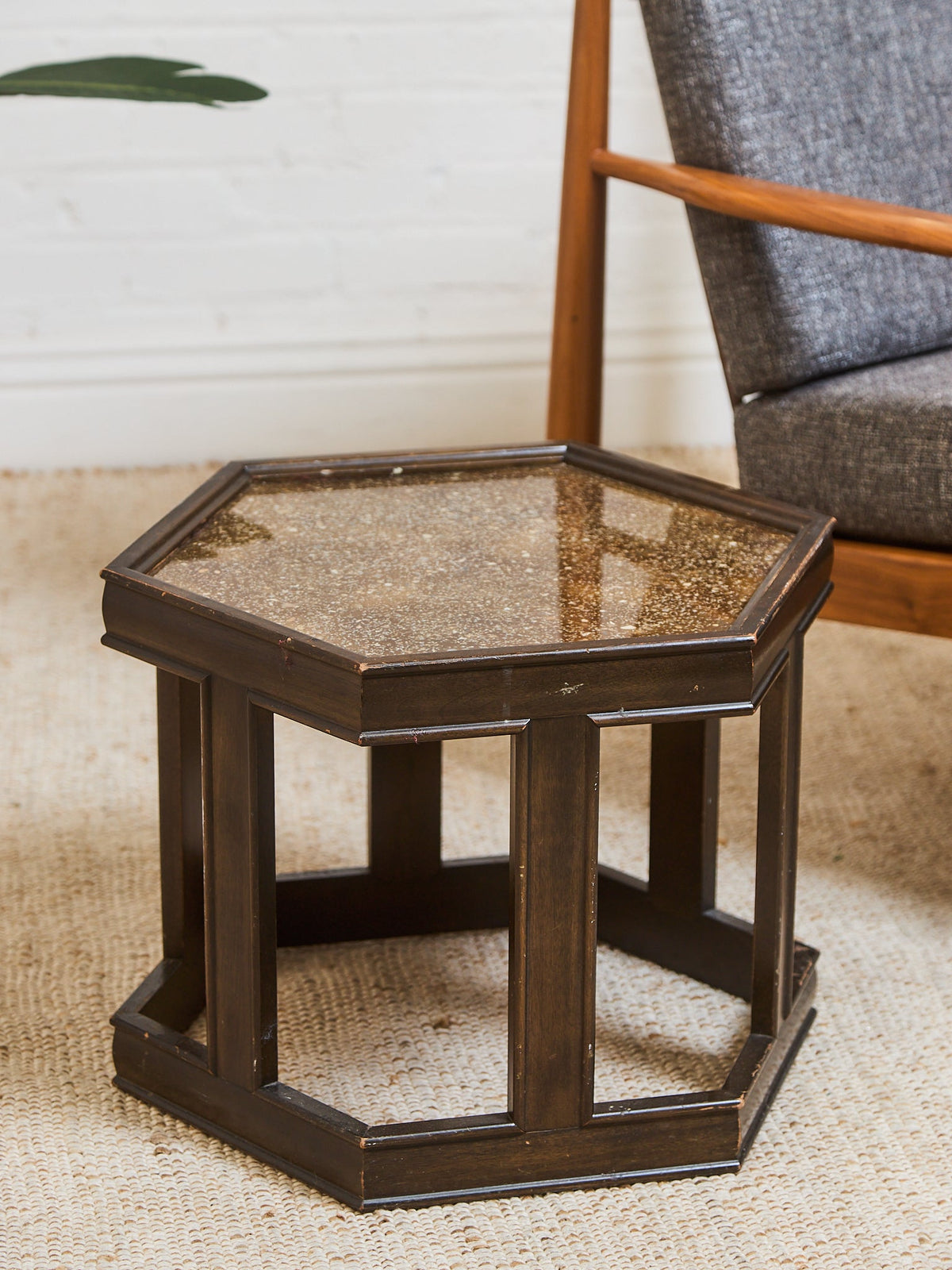 Hexagon Side Table Brown Saltman