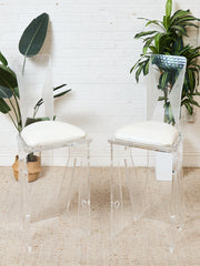 1970s Pair MCM Lucite Bar Chairs / Stools by Hill Manufacturing Co.