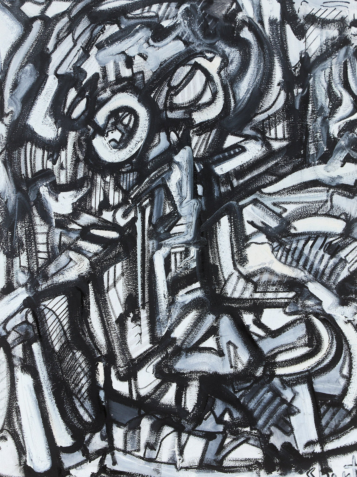 Black and White Acrylic Abstract by Shant Beudjekian