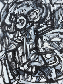 Black and White Acrylic Abstract by Shant Beudjekian