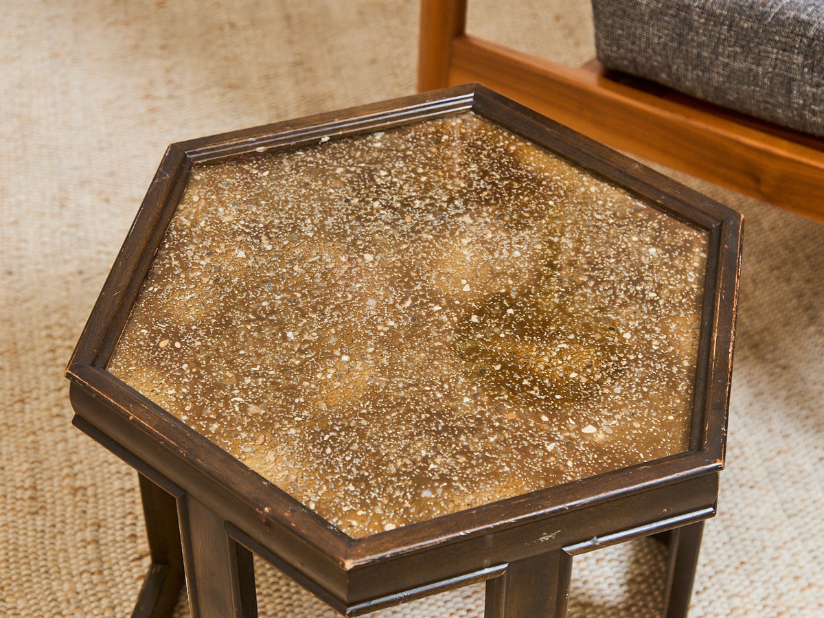 Hexagon Side Table Brown Saltman