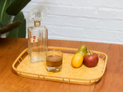 Vintage Bamboo and Wood Lap Tray 1980s Serving Tray Elegant Woven Design