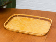 Vintage Bamboo and Wood Lap Tray 1980s Serving Tray Elegant Woven Design