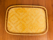 Vintage Bamboo and Wood Lap Tray 1980s Serving Tray Elegant Woven Design