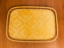 Vintage Bamboo and Wood Lap Tray 1980s Serving Tray Elegant Woven Design