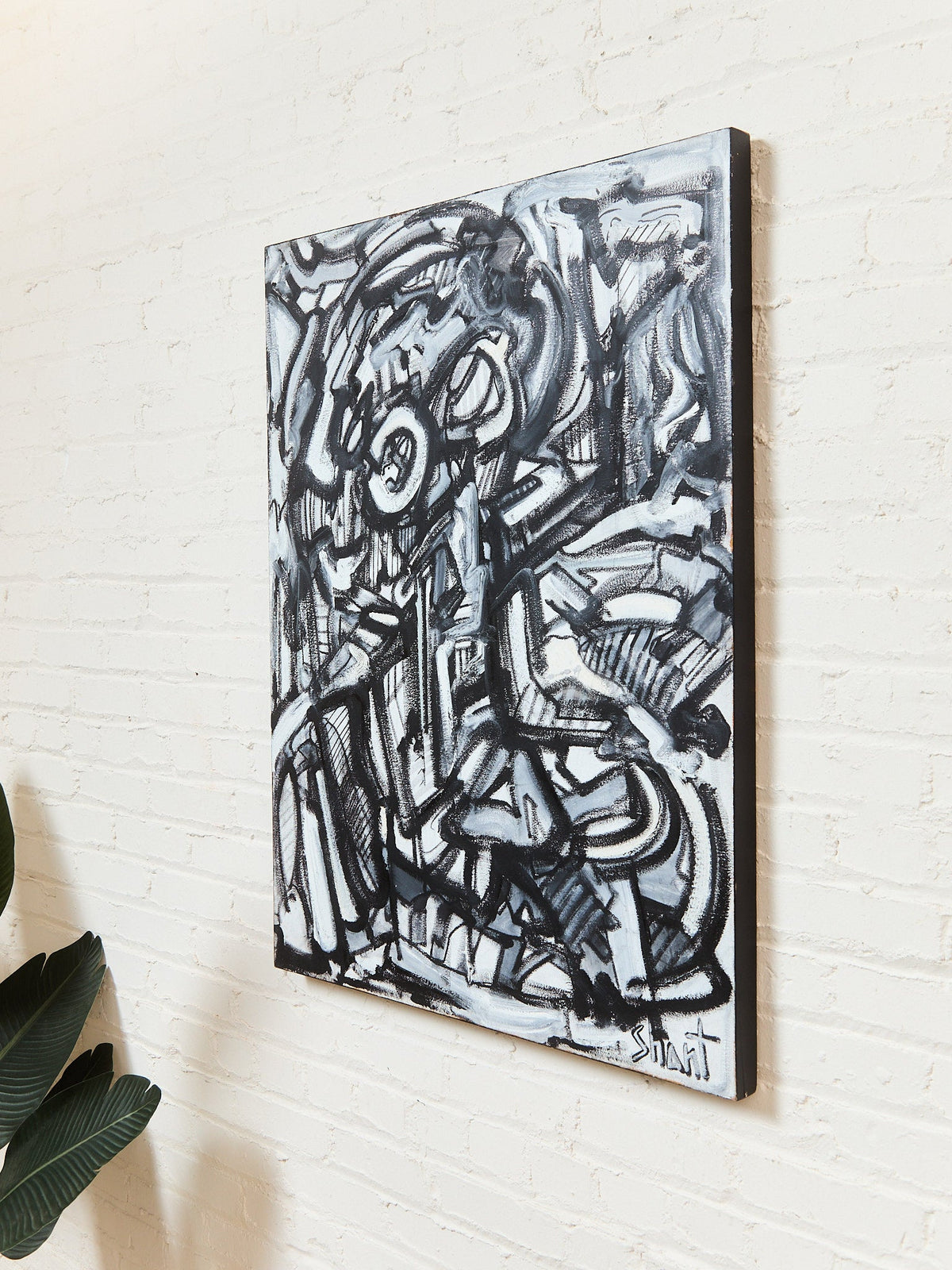 Black and White Acrylic Abstract by Shant Beudjekian