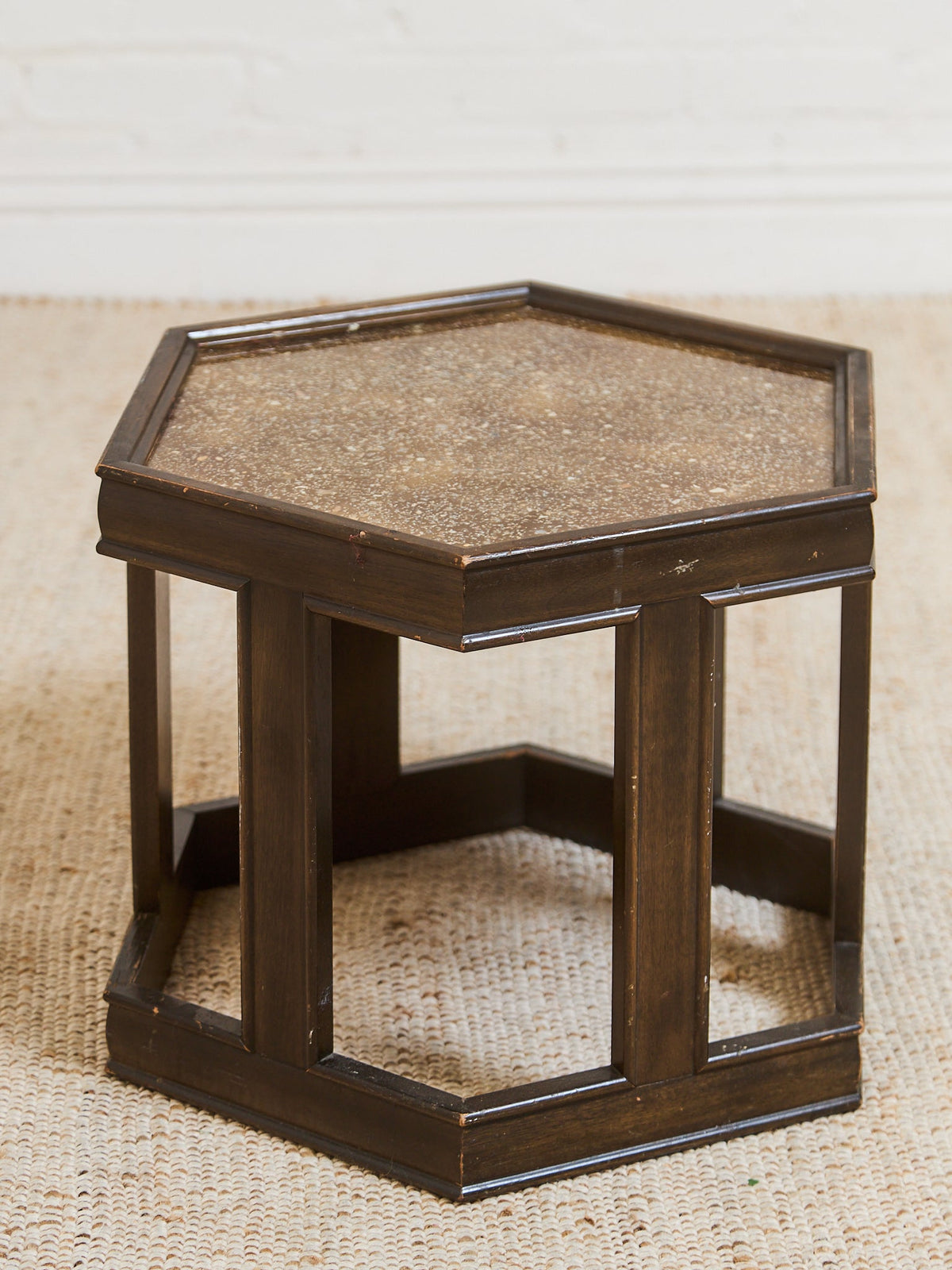 Hexagon Side Table Brown Saltman