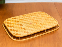 Vintage Bamboo and Wood Lap Tray 1980s Serving Tray Elegant Woven Design