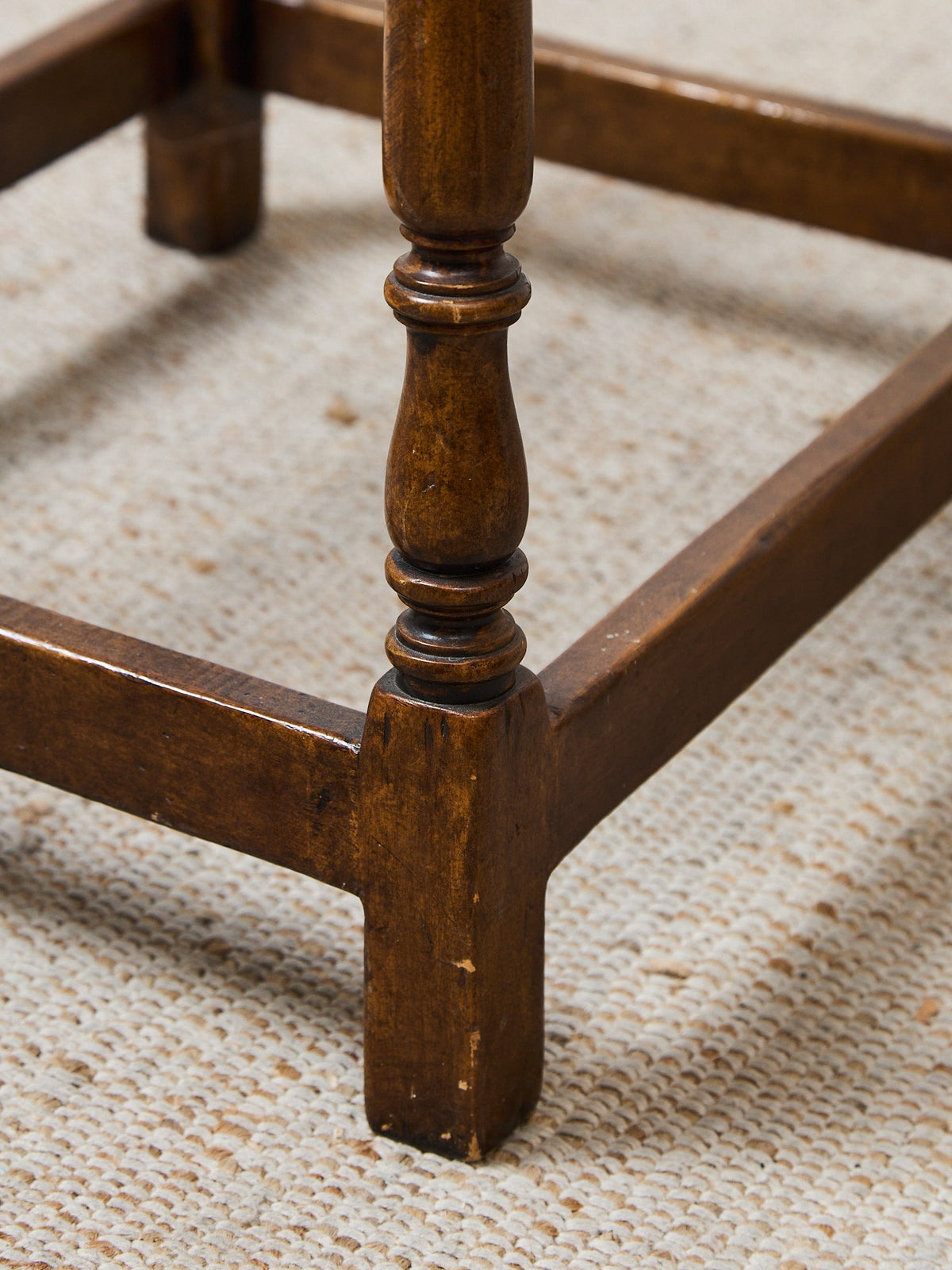 Vintage Wood Bar Stools with Upholstered Seats, Classic Transitional Pair