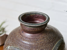 Red and Blue Reactive Glaze and Sand Finished Ceramic Vase